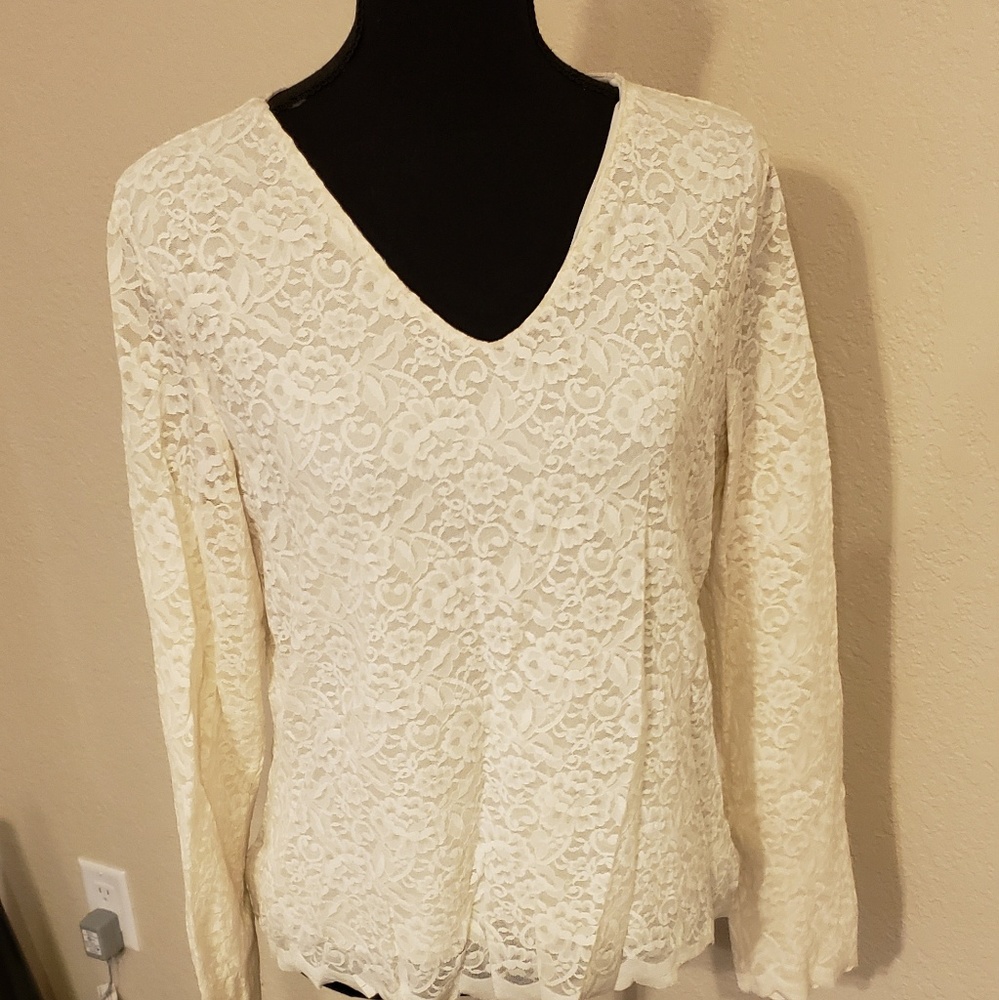 Cream lace shirt, never worn